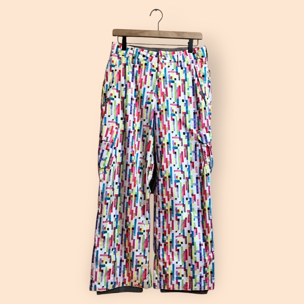 Burton Girls DryRide Multicolored Geometric Print Winter Ski Pants Girl XL 14/16